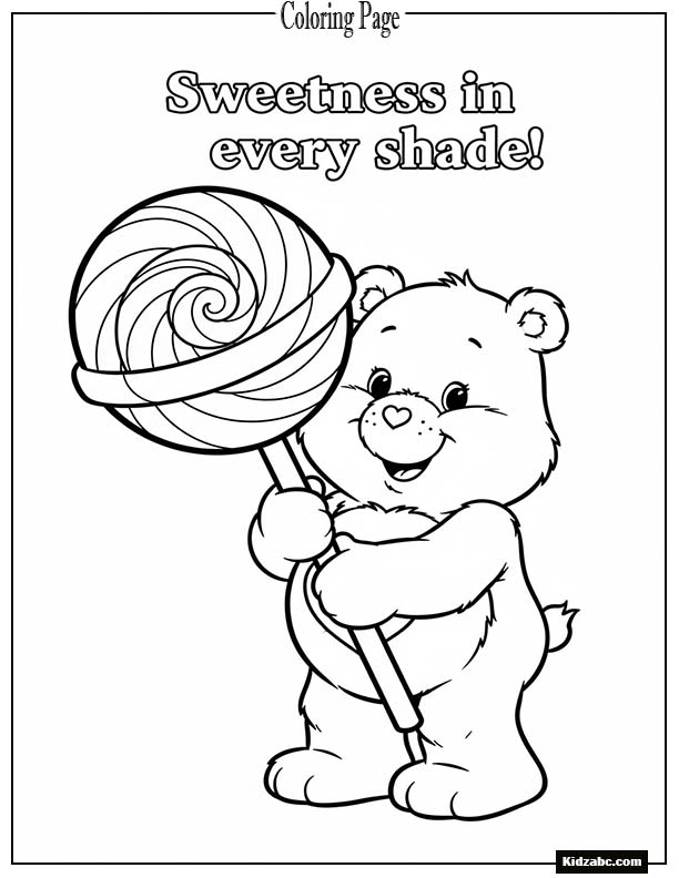 Care Bear holding a big lollipop