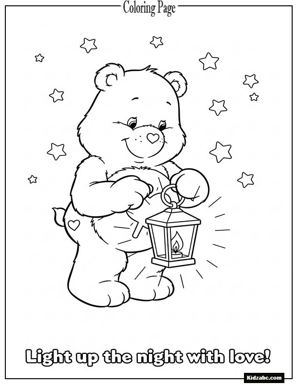 Care Bear holding a glowing lantern at night