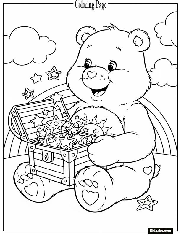 Care Bear holding a treasure chest full of stars