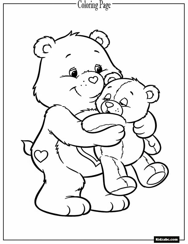 Care Bear hugging a sleepy teddy bear