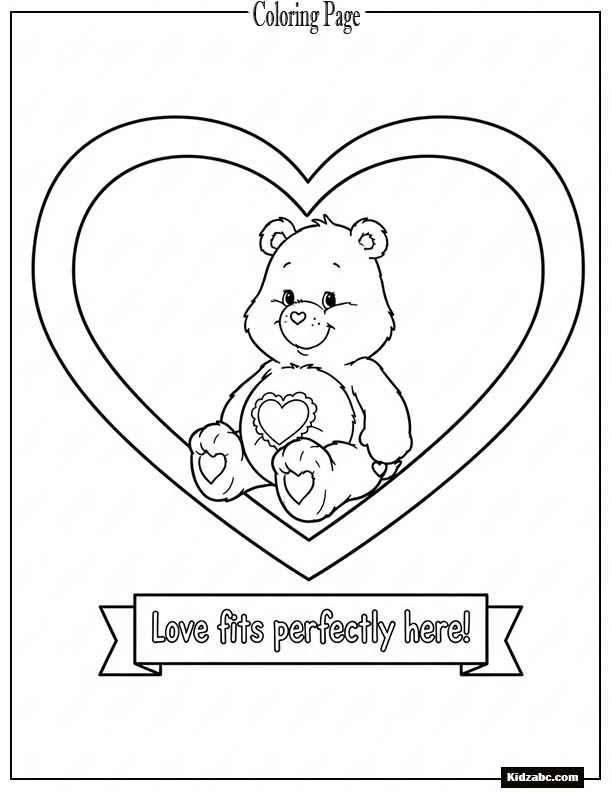 Care Bear sitting inside a big heart shape