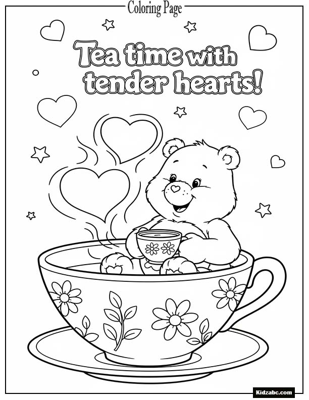 Care Bear sitting inside a big teacup