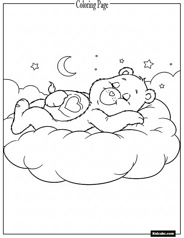 Care Bear sleeping peacefully on a fluffy cloud