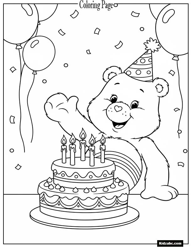 Care Bear with birthday cake and candles