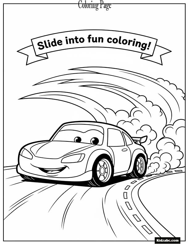 Cartoon car drifting around a turn
