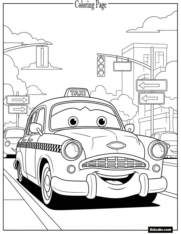 Cheerful taxi car waiting for passengers