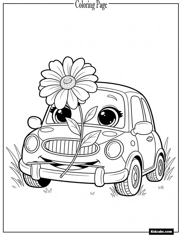 Cute car holding a flower in its mouth