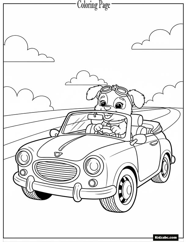 Cute convertible with puppy passenger