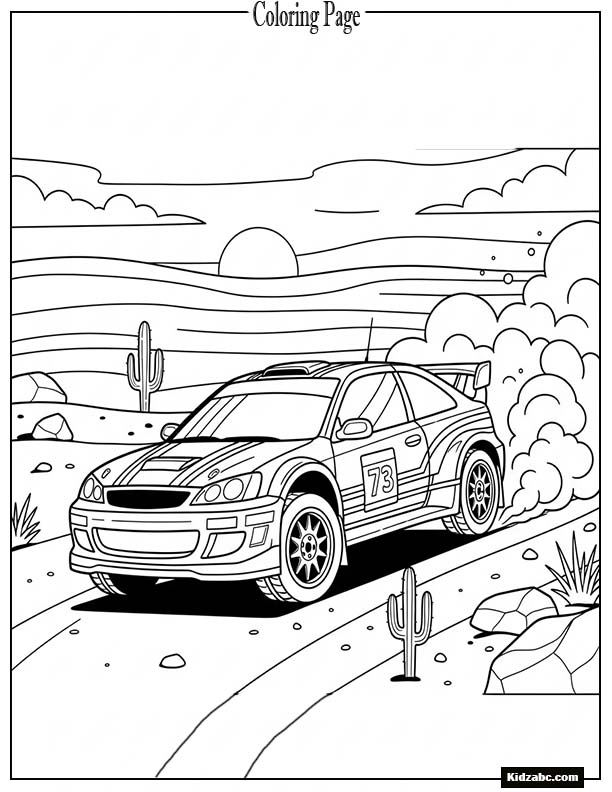 Fast rally car kicking up dust