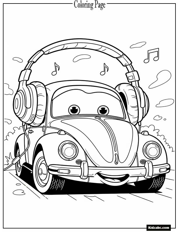 Funny car wearing headphones