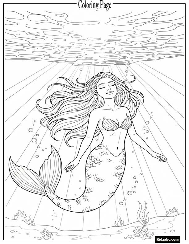 Mermaid floating near the surface under the sunshine