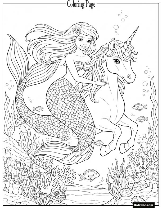 Mermaid riding a sea unicorn