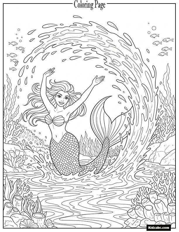 Mermaid splashing water with her tail