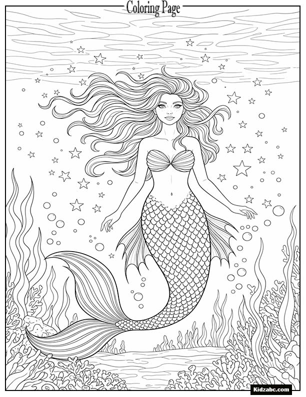 Mermaid surrounded by tiny glowing stars