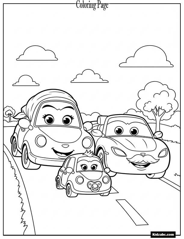 Mini car family driving together