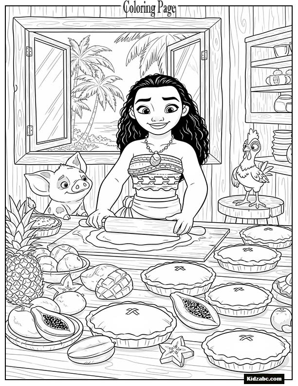 Moana baking tropical fruit pies