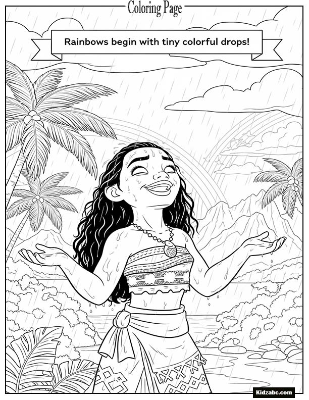 Moana enjoying rain on her island