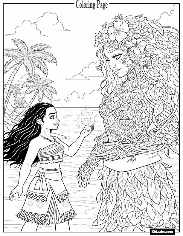 Moana returning the Heart of Te Fiti