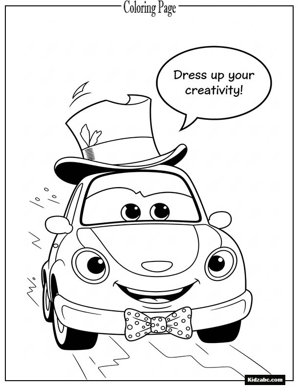 Silly car wearing a hat and bowtie