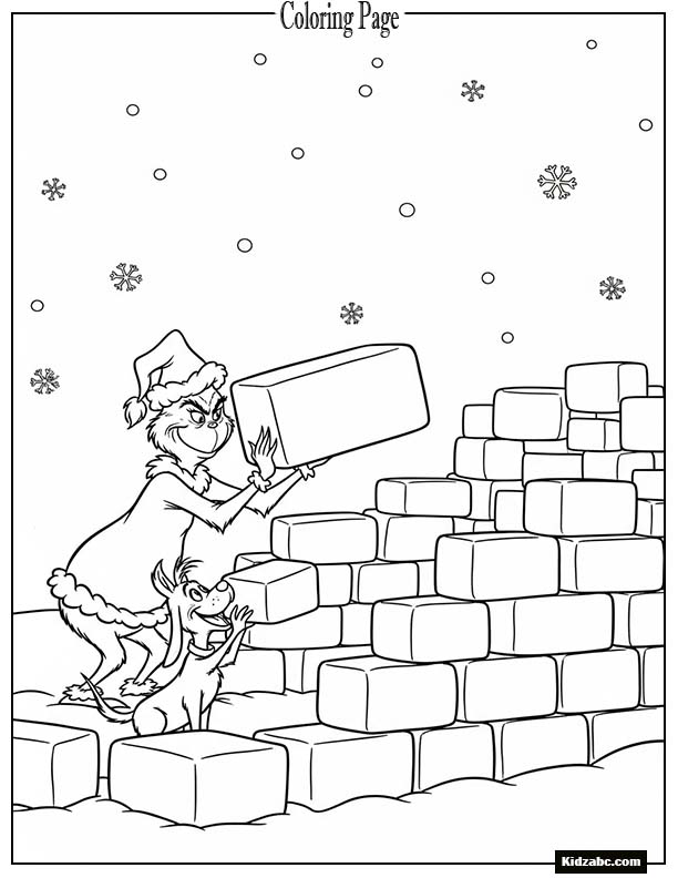 The Grinch & Max building a snow-fort