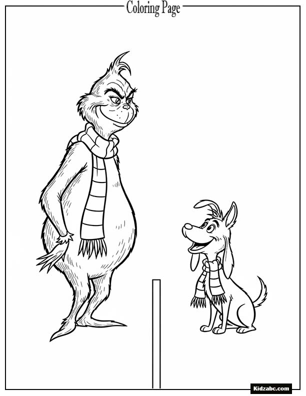 The Grinch and Max the dog wearing matching scarves