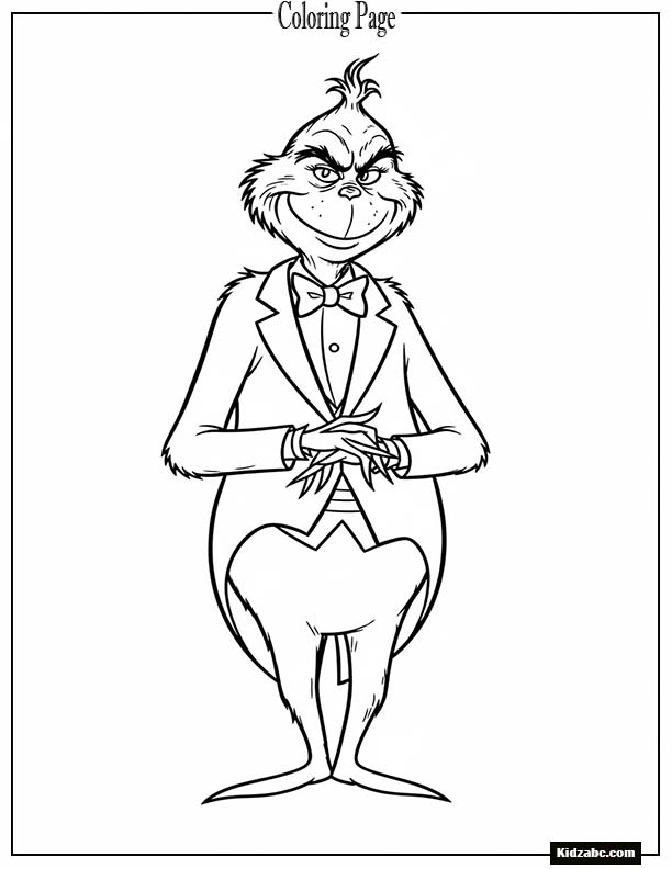 The Grinch dressed in a simple tux-bow tie combination