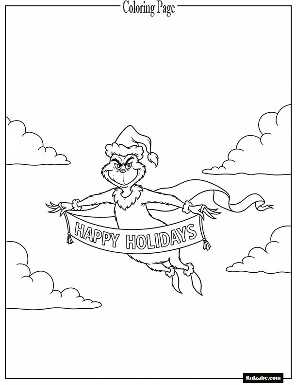 The Grinch flying a  banner in the sky