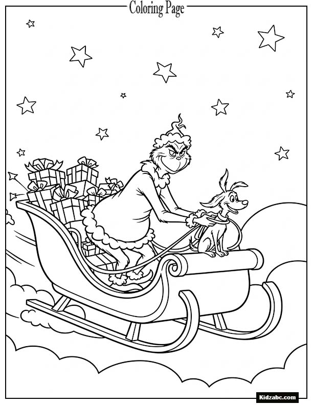 The Grinch flying through the sky on his sleigh silhouette
