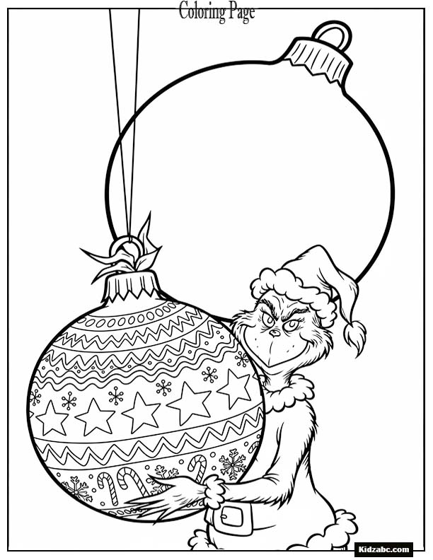 The Grinch holding a large ornament