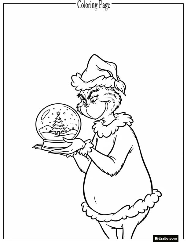 The Grinch holding a snow-globe