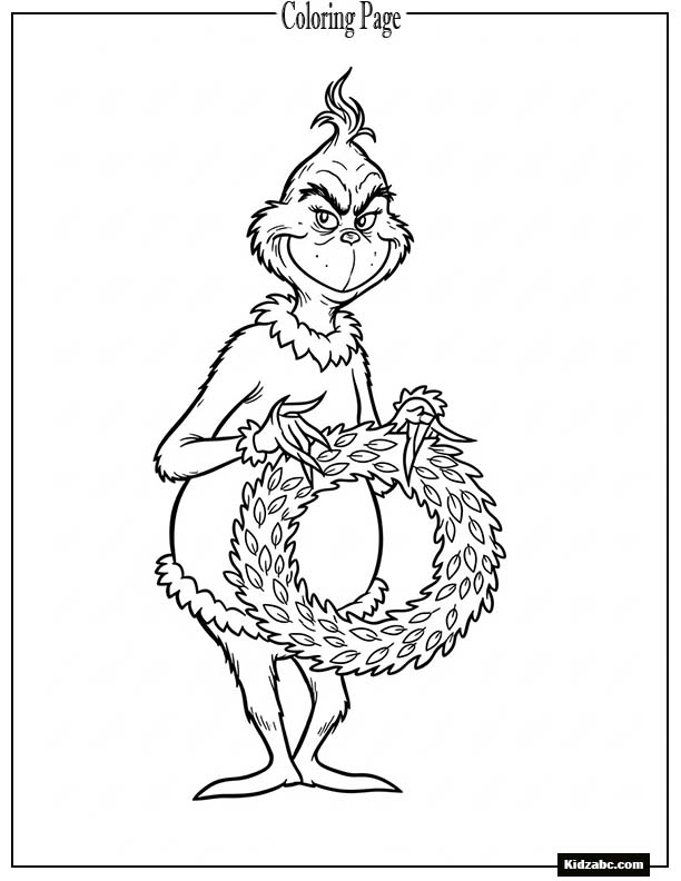 The Grinch holding a wreath