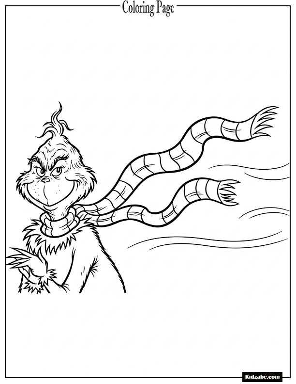 The Grinch wearing a scarf blowing in the wind