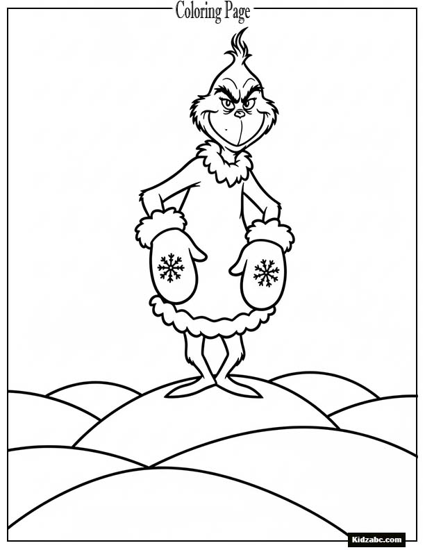 The Grinch wearing festive mittens