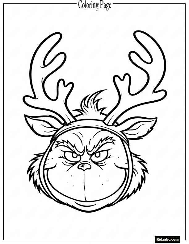 The Grinch wearing reindeer antlers