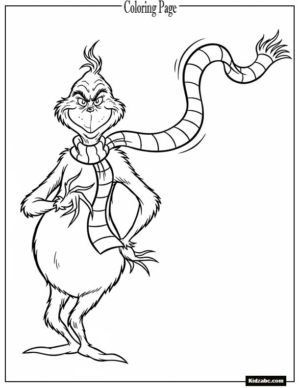 The Grinch wrapped in a long scarf