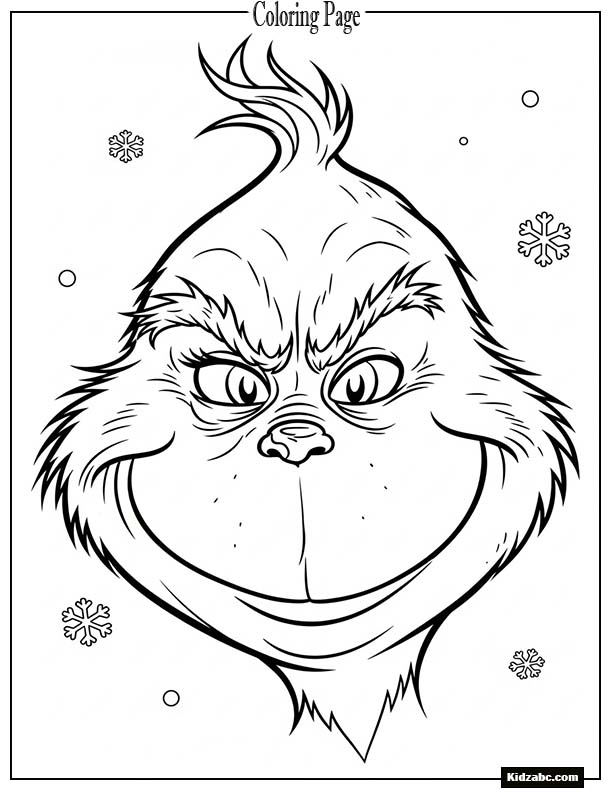 The Grinch’s face in a close-up view