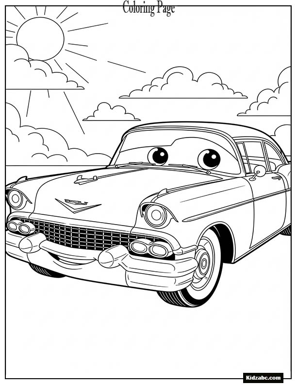 Vintage car from the 1950s with cartoon eyes