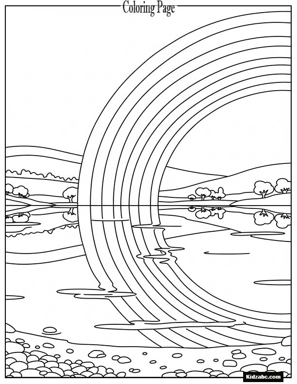 bold rainbow shining over a calm lake