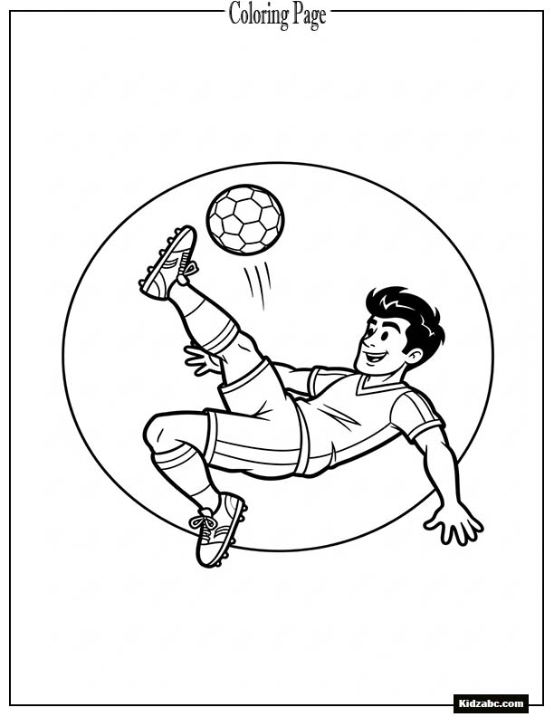A cartoon footballer performing a bicycle kick