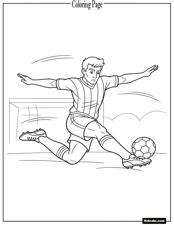 A cartoon footballer sliding to take the ball