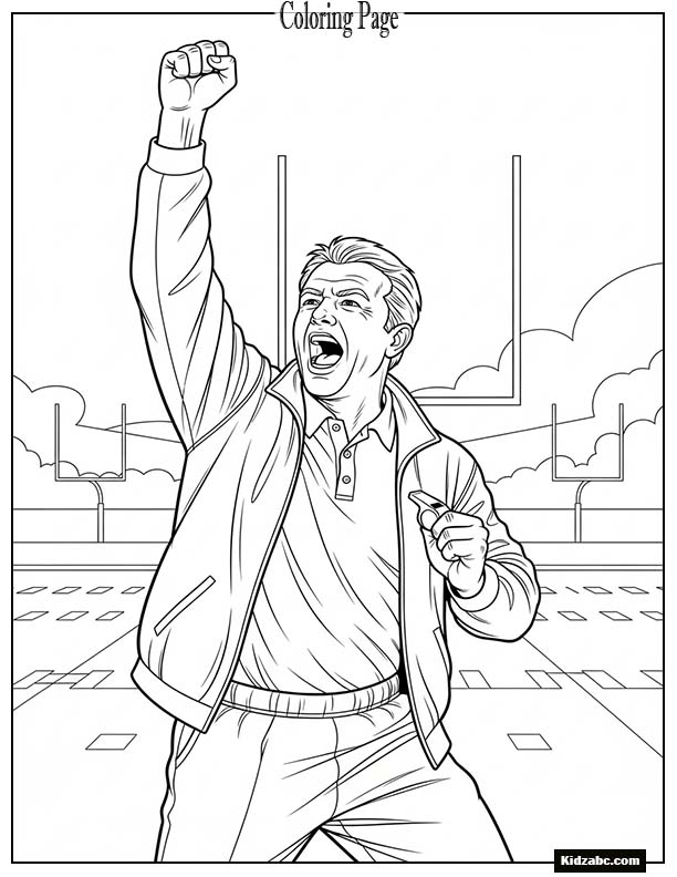 A football coach cheering with a whistle
