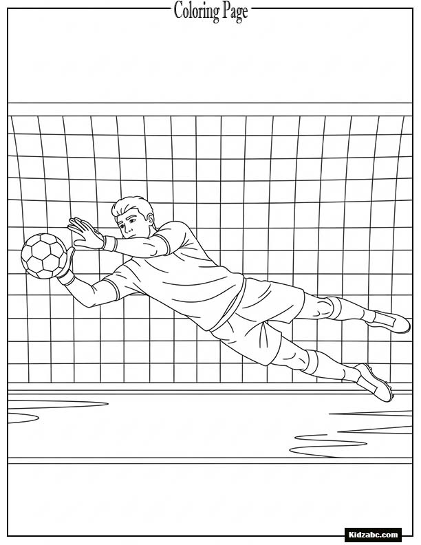 A goalkeeper diving to catch the ball