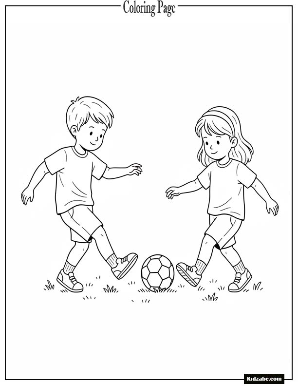 A group of two kids passing the football