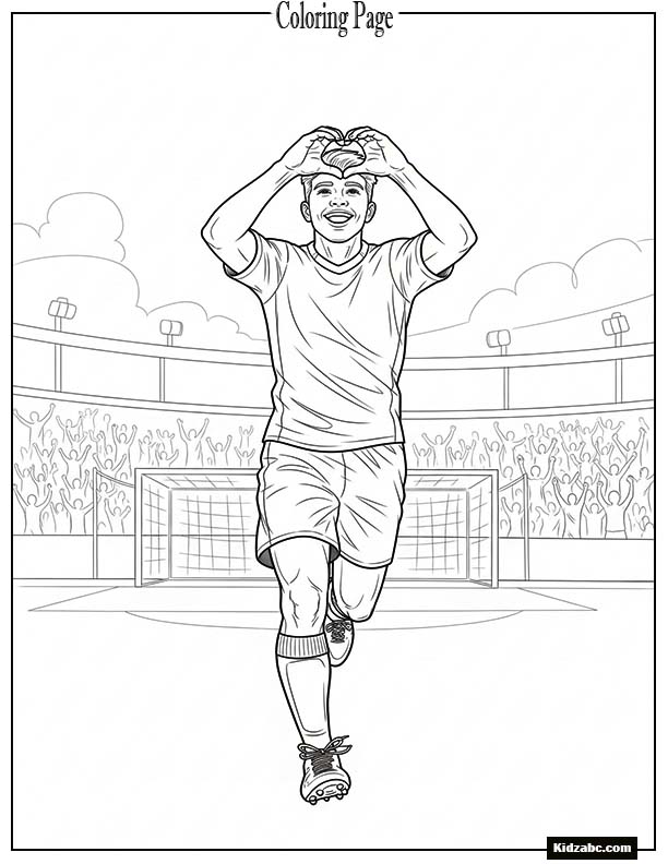 A player celebrating by making a heart with hands