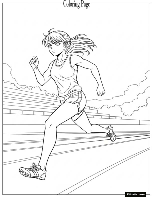 Anime athlete running in sportswear