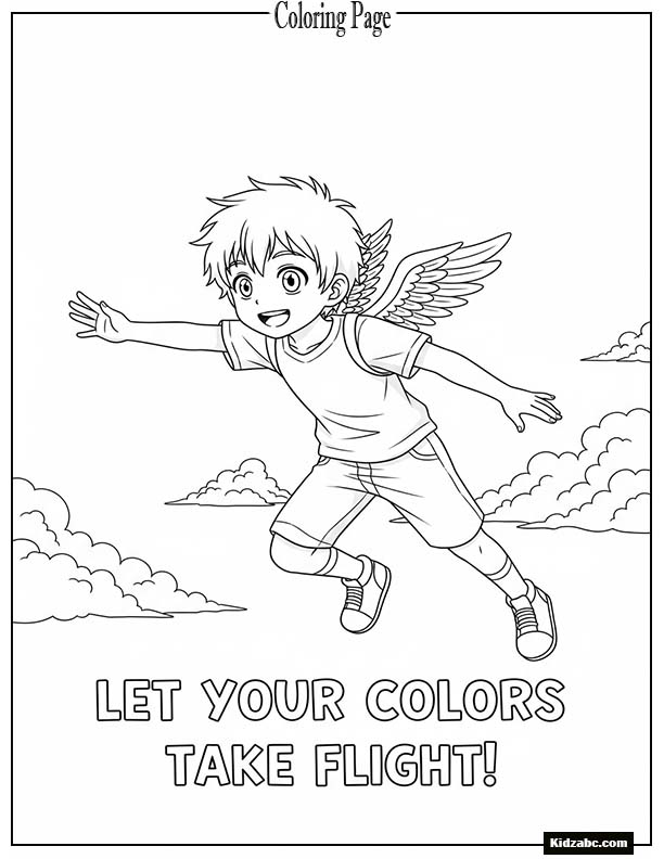 Anime boy flying with small wings