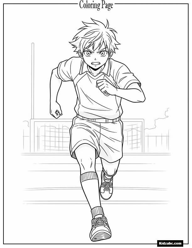 Anime boy in school sports uniform