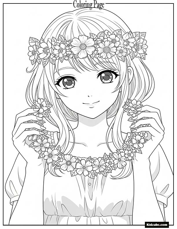Anime girl holding a flower crown