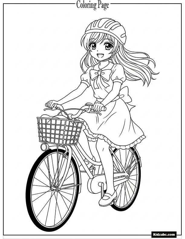 Anime girl riding a bicycle