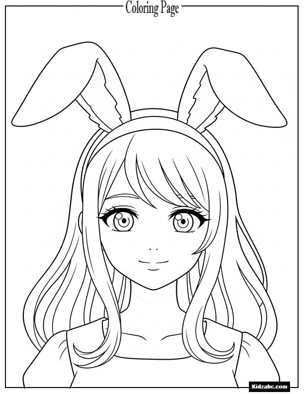Anime girl wearing bunny ears headband